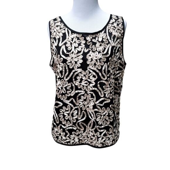 Damee Inc Black Mesh Soutache Zip Jacket & Matching Tank Top Twinset Sz L - Picture 13 of 16